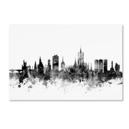 Michael Tompsett 'Aberdeen Scotland Skyline B&W' Canvas Art,22x32